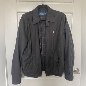 Men’s Polo Ralph Lauren Black Zip Up Bomber Jacket Sz M - Bi-Swing Windbreaker